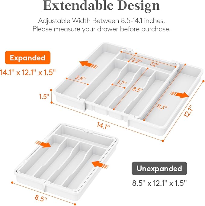 Lifewit Silverware Drawer Organizer, Expandable Utensil Tray - Image 2