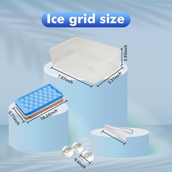2 Pack Ice Cube Tray with Lid and Bin, Round Ice Cube Trays - Image 5