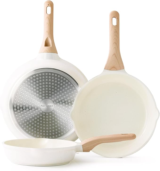 Kordisen Nonstick Ceramic Frying Pan Set, 3 Piece Ceramic Skillet Set, Healthy by Kordisen