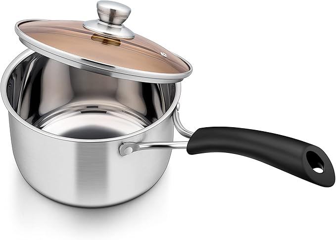 Herogo 1 Quart Saucepan with Lid, 18/10 Stainless Steel Small Sauce Pan Pot by Herogo