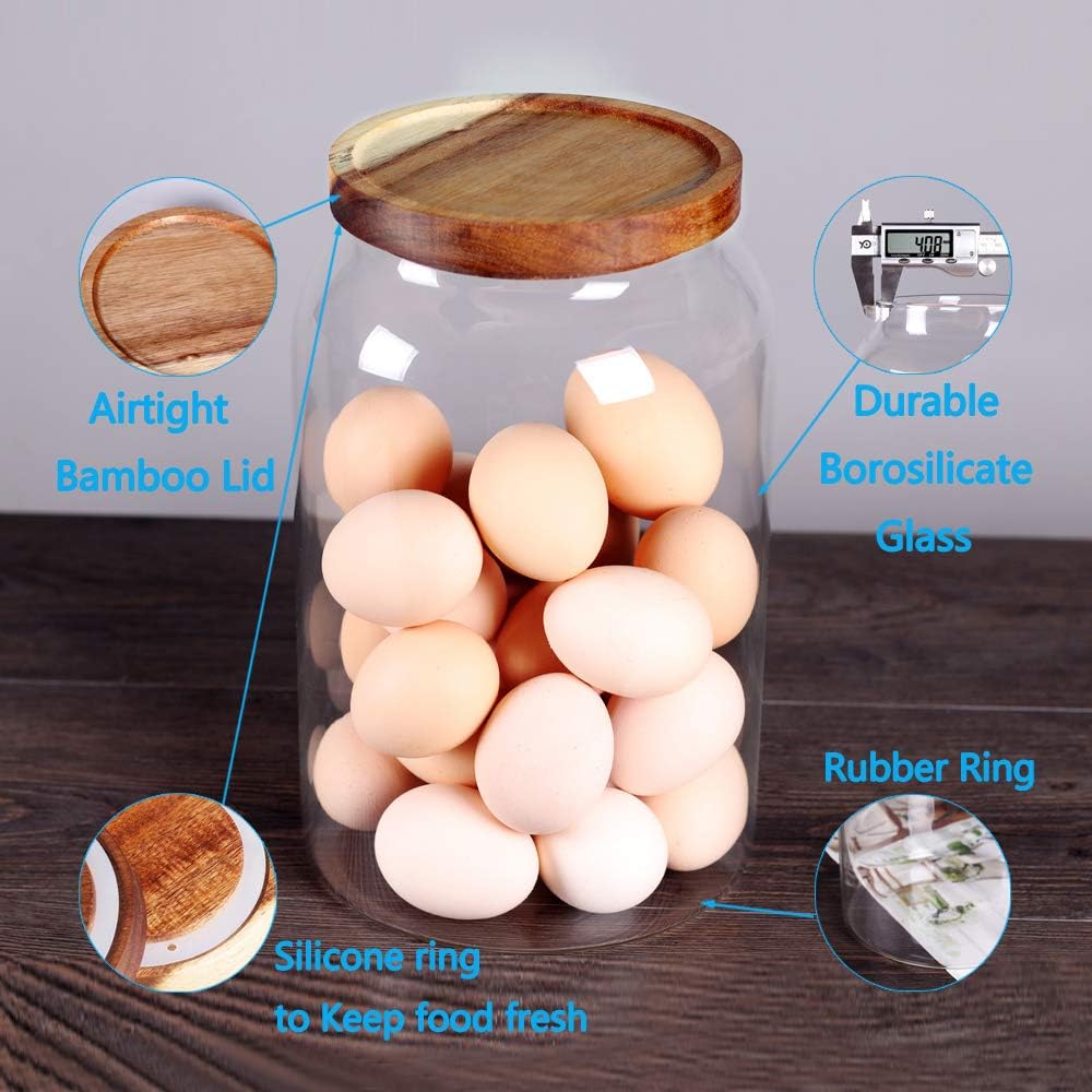 SAIOOL Egg Jar,kitchen canister, 1 Gallon Large Glass Food Storage