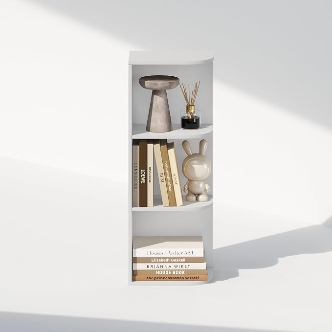 Furinno Reed Corner Shelf, 3-Tier Corner Bookshelf, Book Shelf, Corner Shelves - Image 6