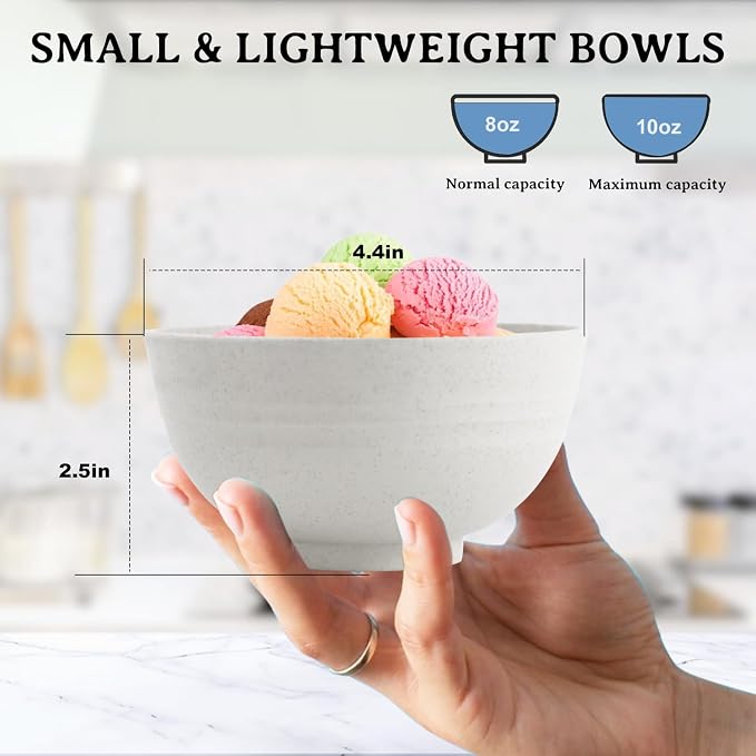 Wheat Straw Bowls Unbreakable Small Bowls Set of 8, Plastic Mini Bowl -10 OZ - Image 2