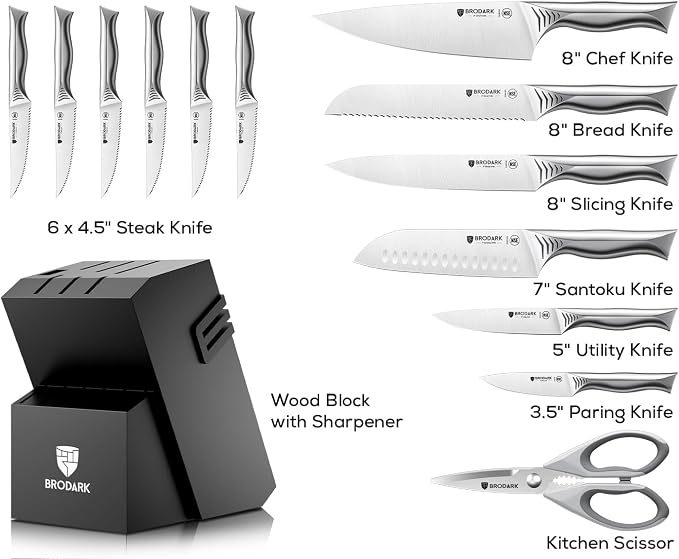 BRODARK Kitchen Knife Set with Block - Image 6