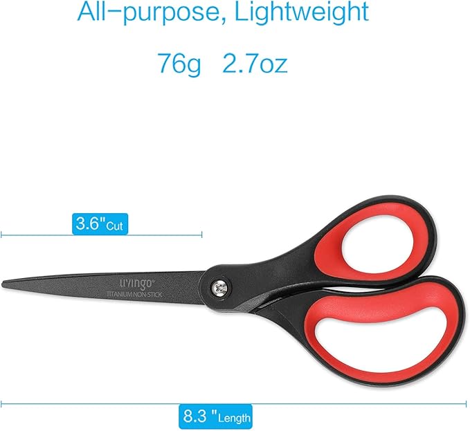 LIVINGO 2 Pack 8" Titanium Non-Stick Scissors, Professional Stainless Steel - Image 2