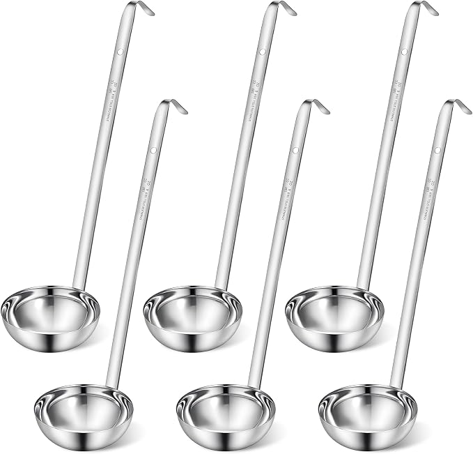 6 Pcs Stainless Steel Ladle Soup Handle Ladle by Unknown