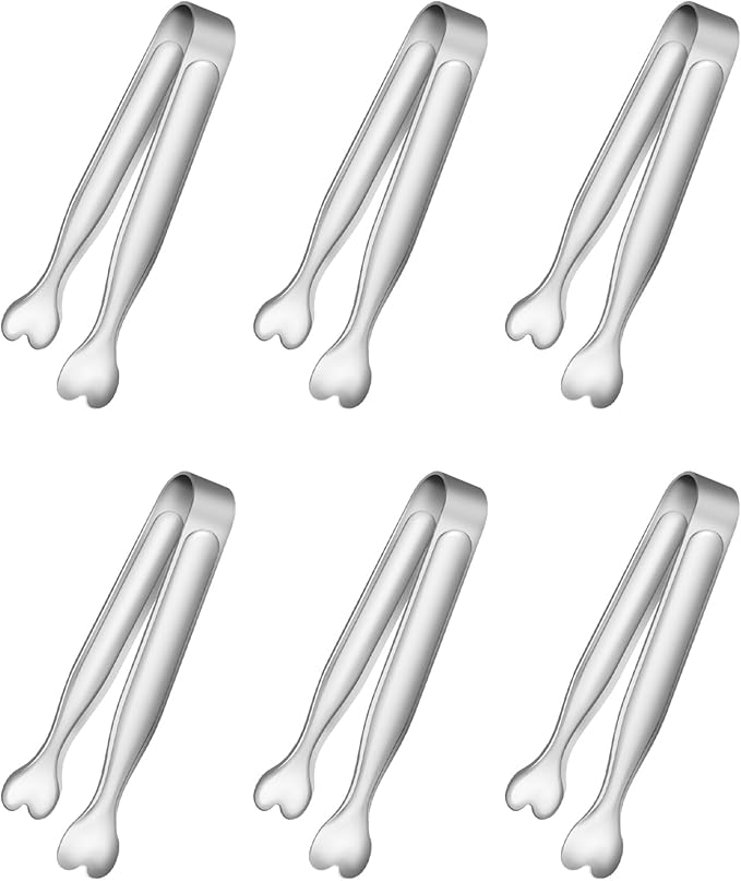 6 Pcs Mini Serving Tongs, 4.3 Inch Heart-Shaped Small Ice Tongs, Food Grade by Unknown