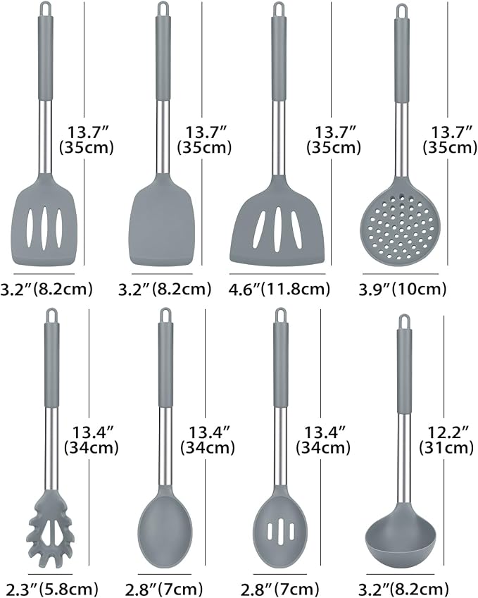 Silicone Cooking Utensil Set, BPA Free Heat Resistant Kitchen Tools - Image 2