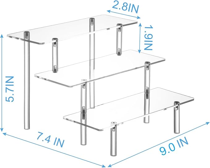 HENABLE 2PCS Acrylic Display Risers, 3 Tier Clear Cupcake Stand Risers - Image 6