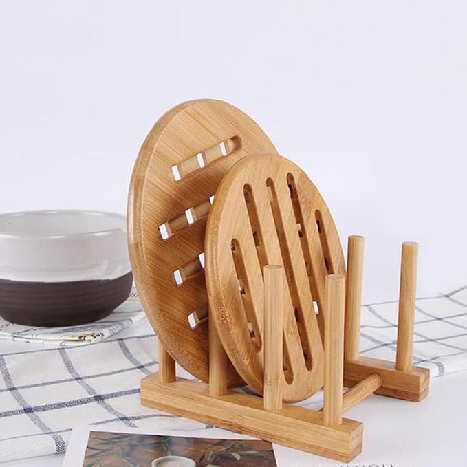 YWSHF Bamboo Wooden Dish Rack Dishes Drainboard Drying Drainer Storage Holder - Image 2