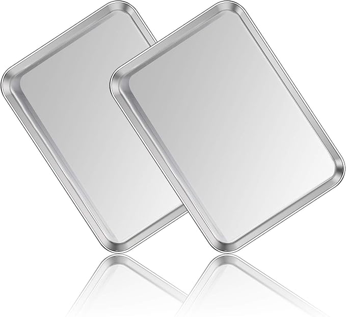 Stainless Steel Baking Sheet Set of 2, Deedro Cookie Sheet Metal Baking Pan by Deedro