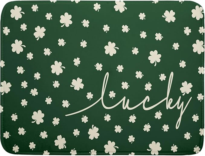 Giwawa St Patricks Day Dish Drying Mat Green Lucky Clovers Dish Drainer Mats by Giwawa