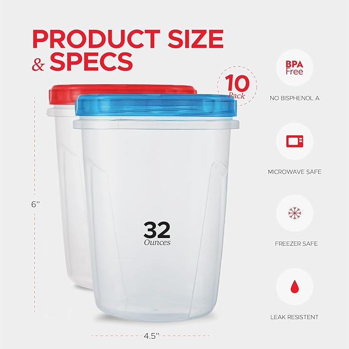 Tafura 10 Pack Leakproof Freezer Containers - Image 4