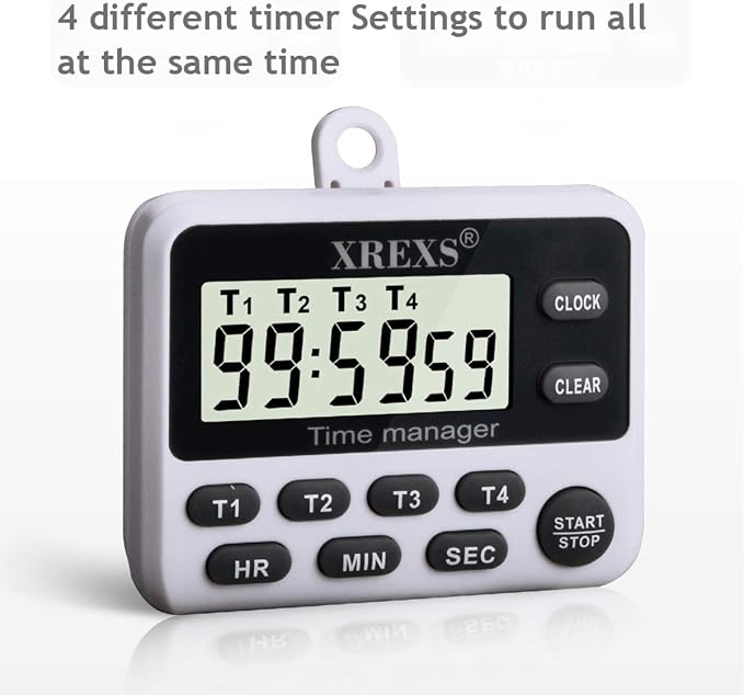 XREXS 4-Channel Digital Kitchen Timer Clock - Image 8