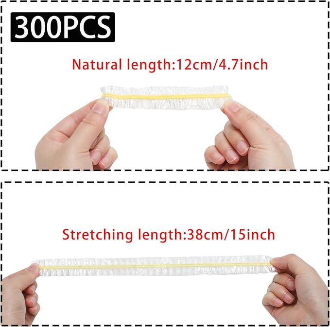 300 Pcs Plastic Bowl Covers Stretch Edging Disposable Food Covers Flexible - Image 2