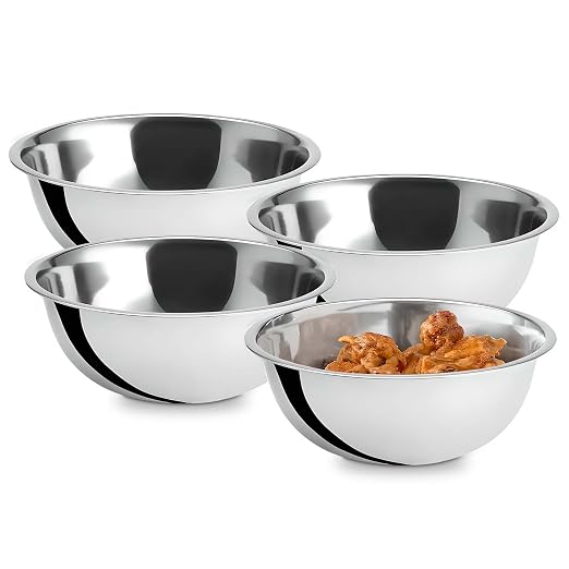 OCS Parts 3 Quart Mixing Bowls | Set of 4 | 9.75-Inch Stainless Steel by OCSParts