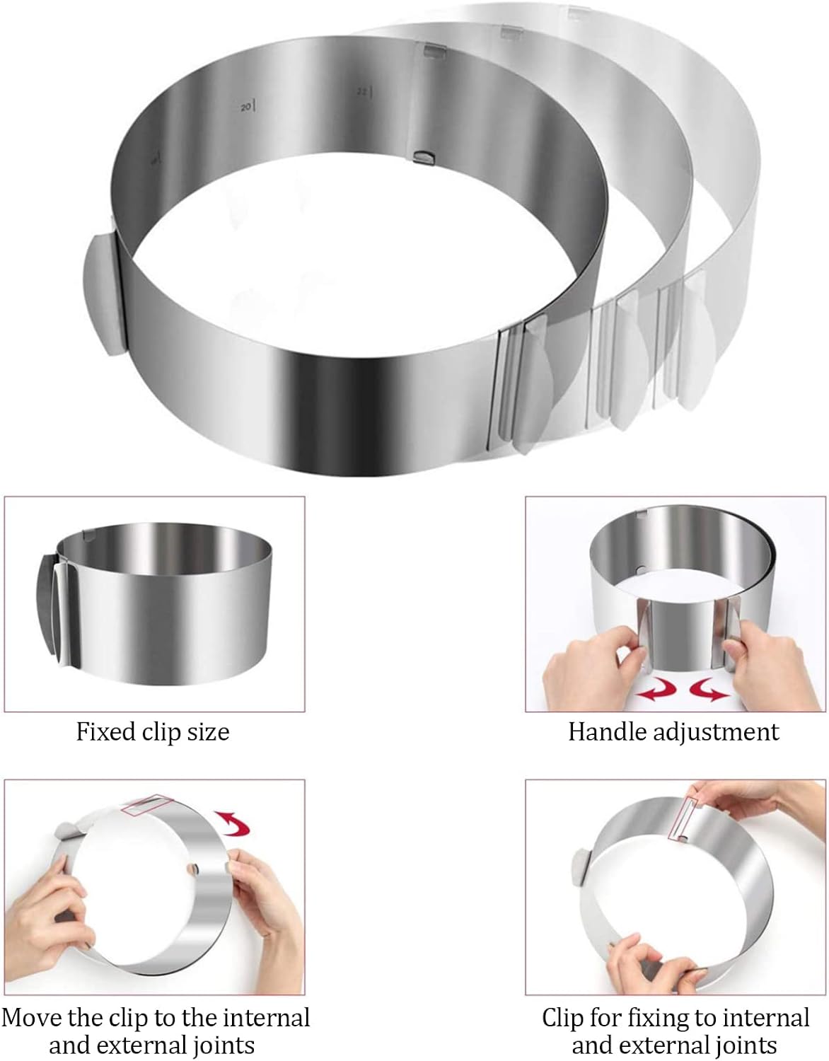 Cake Ring Mould for Baking,15cm Height,Stainless Steel Round Cake Mold