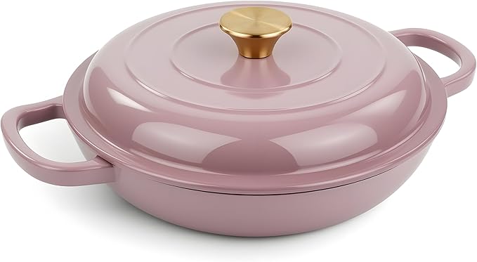 Vintage Style 3 Quart Enameled Cast Iron Braiser, Non Stick Enameled Cast Iron by Unknown