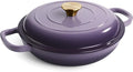 3 Quart Enameled Cast Iron Braiser, Non Stick Enameled Cast Iron Skillet by Fijinhom