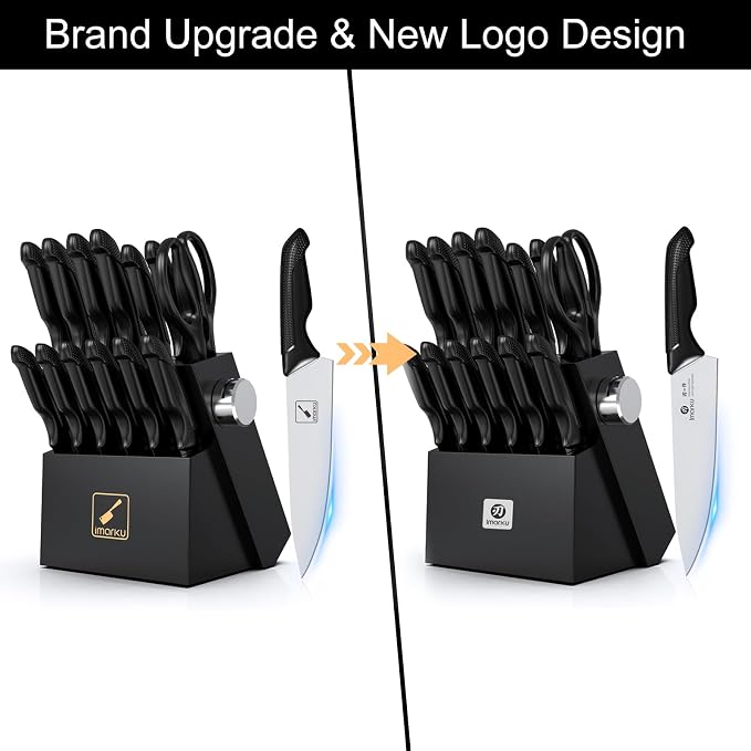 imarku Knife Set with Block, Sharp Knives Set with Built-in Sharpener, - Image 2