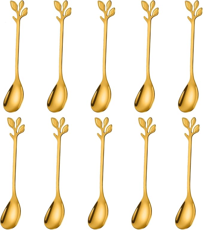 AnSaw Elegant Gold Leaf Coffee Spoons by AnSaw