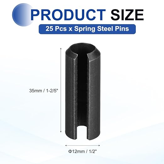 MECCANIXITY 25Pcs Slotted Split Roll Pins 1/2 Inch Dia. 1-2/5 Inch Length 65Mn - Image 2