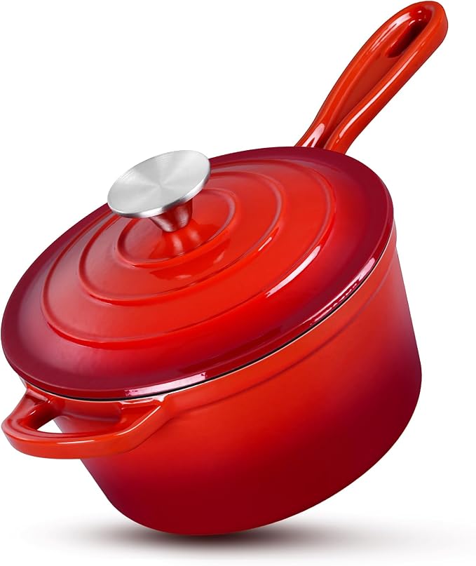 HaSteeL 2 QT Cast Iron Saucepan, Mini Enamel Dutch Oven by HaSteeL