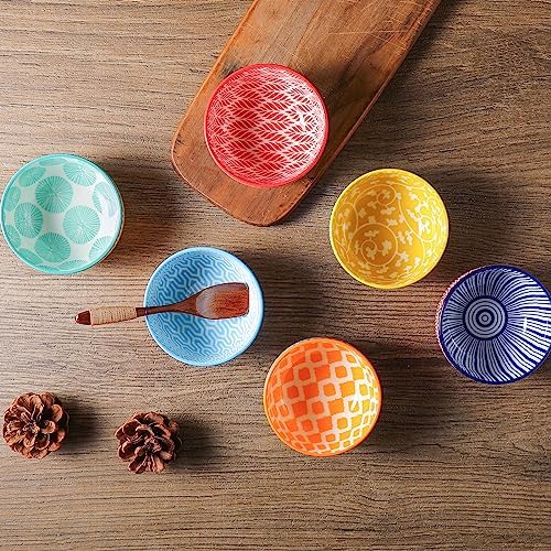 Selamica Ceramic 4 OZ Dipping Bowls Set of 6, Assorted Colors