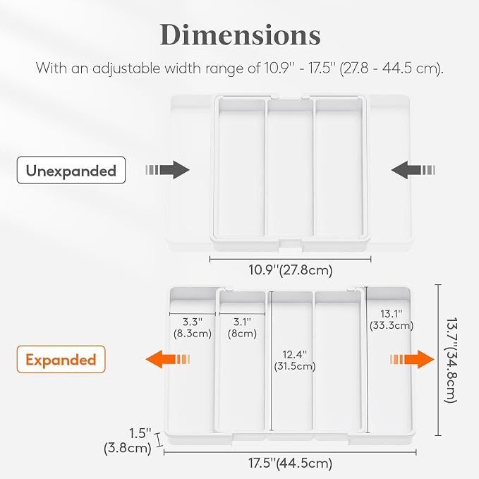 Lifewit Utensil Organizer for Kitchen Drawers, Expandable Cooking Utensil Tray - Image 2