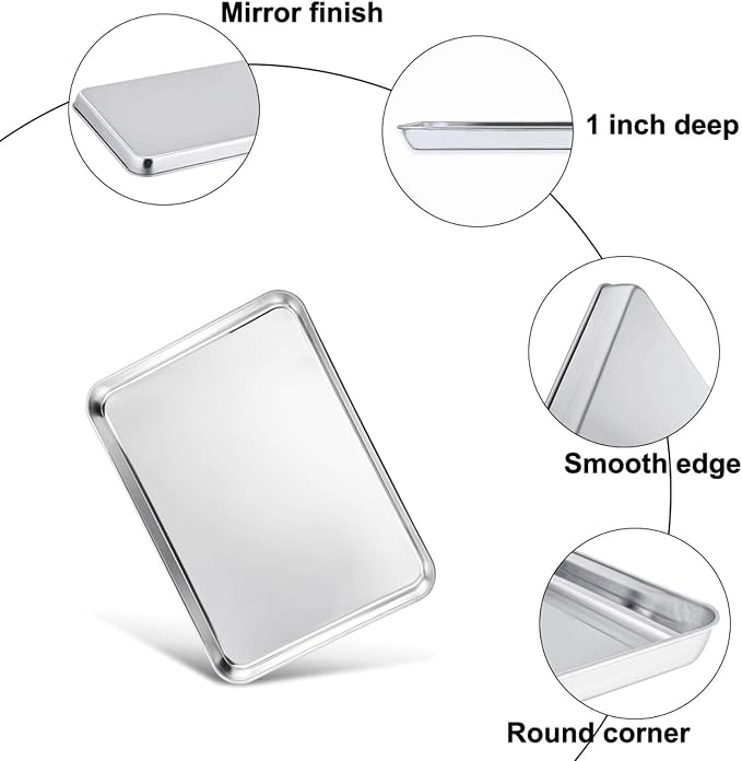 TeamFar Baking Tray and Rack Set, Stainless Steel Baking Pan Cookie Sheet - Image 4