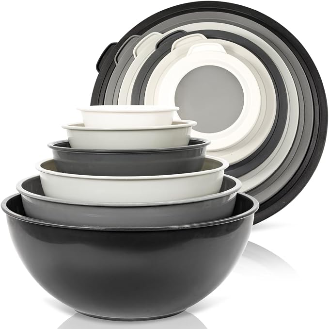 WHYSKO Mixing Bowl Set, 12 Piece Colorful Plastic Mixing Bowls - Image 7