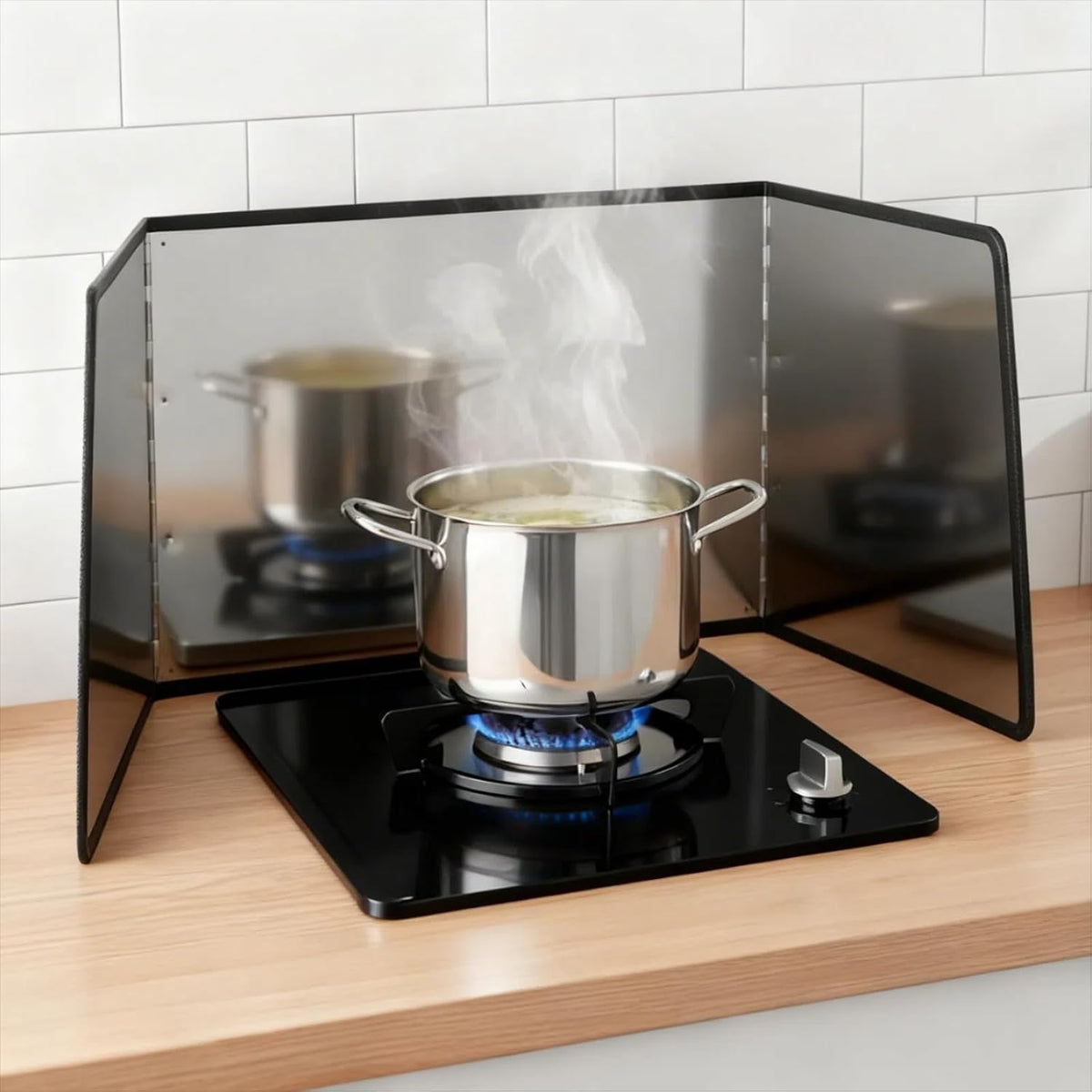 3 Sided Splatter Guard Stainless Steel Foldable Grease Splatter Screen