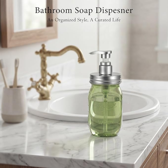 Amolliar Plastic Mason Jar Soap Dispenser - Image 5