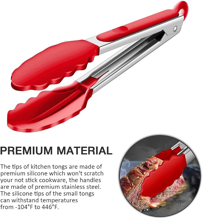 Mini Silicone Serving Tongs Set of 3, Small Kitchen Tongs - Image 5