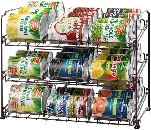 Simple Houseware 3-Tier Stackable Can Organizer Rack Hold 36 Cans, Bronze