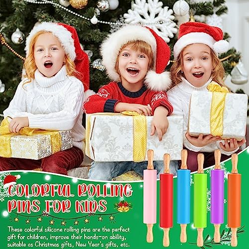 Dandat 6 Pcs Small Rolling Pin Kids 12 Inch Mini Silicone Rolling Pin