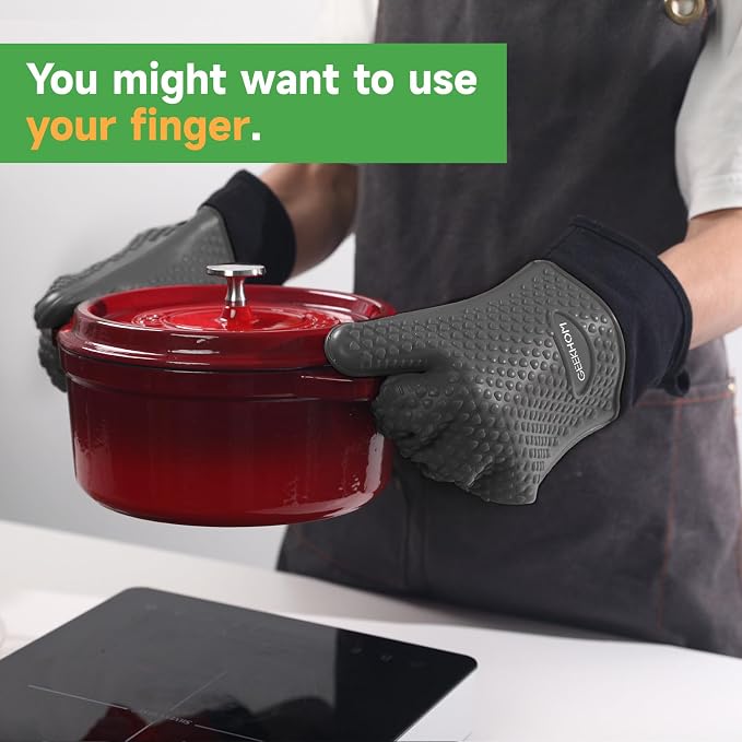 GEEKHOM BBQ Gloves Heat Resistant Oven Mitts - Image 6