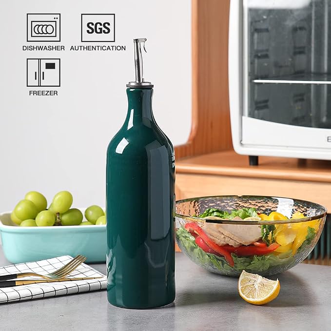 Sweejar Large Ceramic Olive Oil Dispenser Bottle, Opaque Oil Cruet Protects to - Image 2