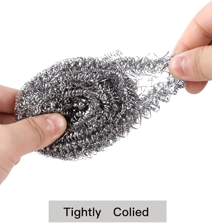 12Pcs Steel Wool Scrubber Pads for Cleaning Dishes, Sinks - Image 3