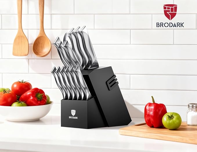 BRODARK Kitchen Knife Set with Block - Image 7