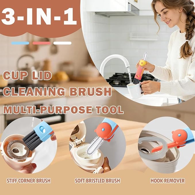 3 in 1 Cup Lid Cleaning Brush, Deep Clean Tool - Image 2