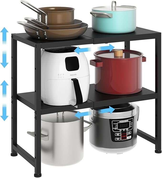 2-Tier Expandable Metal Storage Shelves, 150LBS Heavy Duty Shelving Units and by Cidaziya