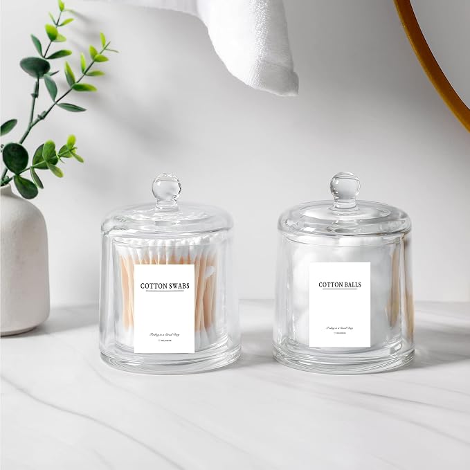 rejomiik 2 Pack Qtip Holder Thick Glass Apothecary Jars - Image 4