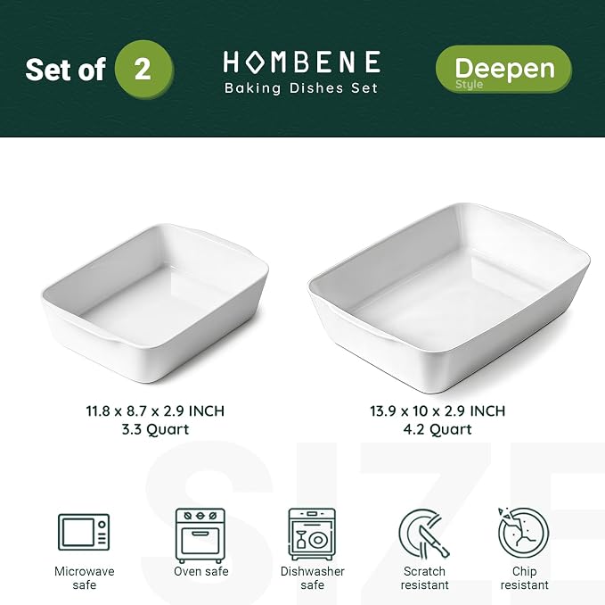 HOMBENE Ceramic Baking Dish Set - Image 2