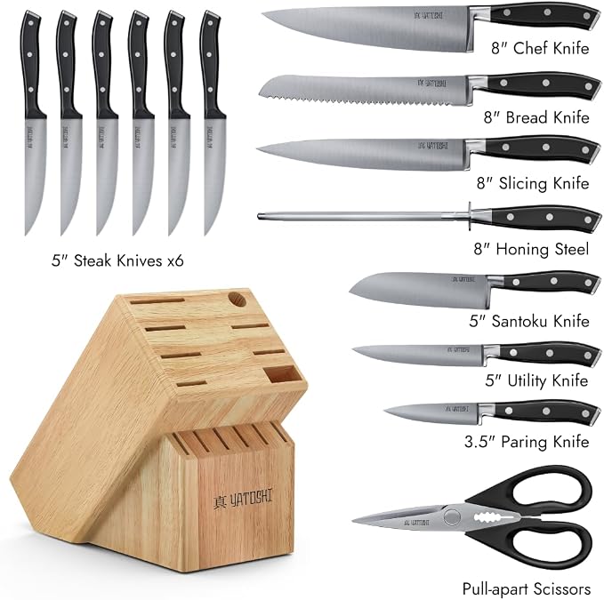 Yatoshi 15 Piece Black Knife Block Set - Image 2