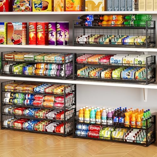 2-Pack Extra-Long Stackable Can Organizer for Pantry Shelf Storage