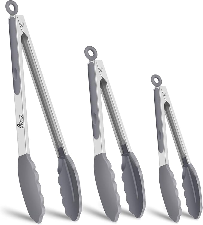 HOTEC Premium Stainless Steel Locking Kitchen Tongs by Hotec