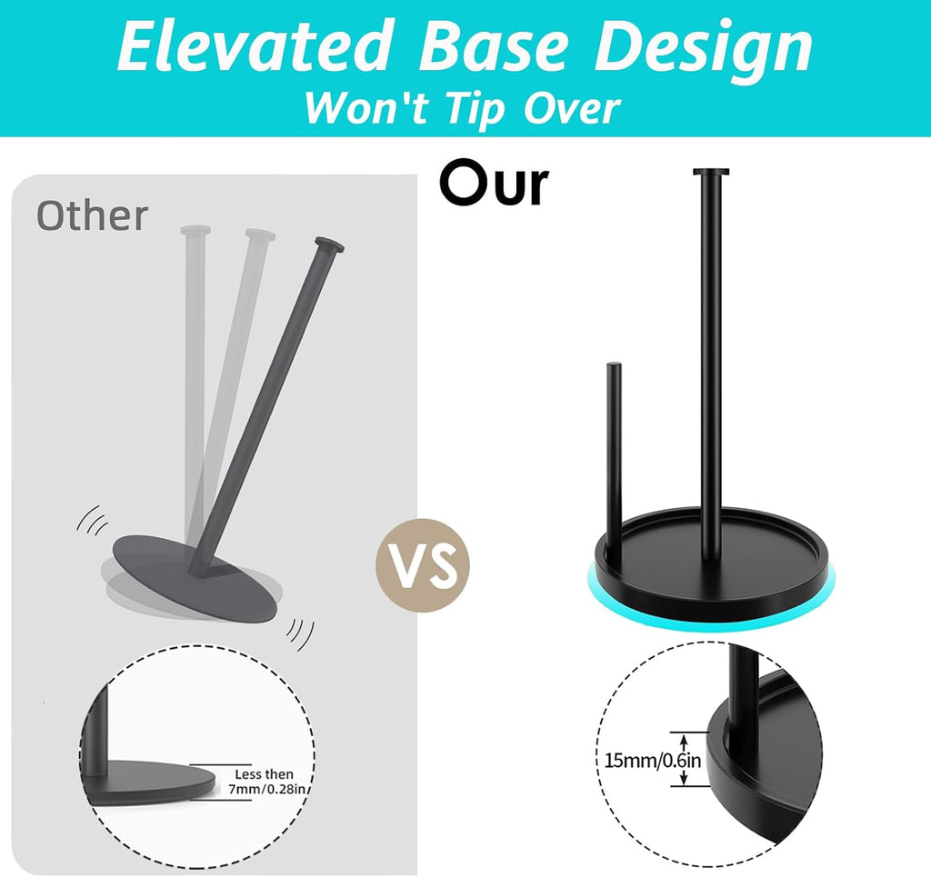 Paper Towel Holder Countertop, Standing Paper Roll Holder with Anti