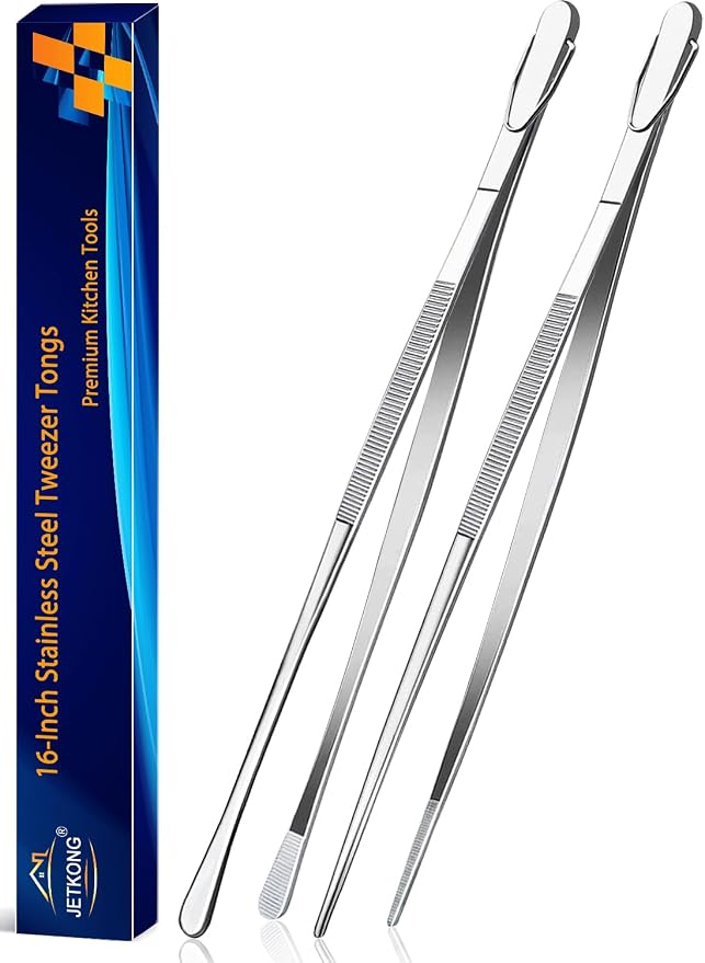 JETKONG 2 Pcs 16-Inch Kitchen Tweezers Extra Long Tweezer Tongs, Heavy Duty by JETKONG