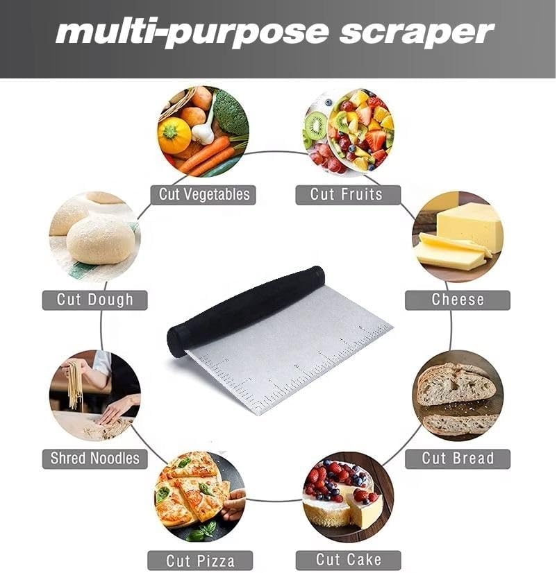 Stainless Steel Dough Scraper, Dough Cutter and Chopper for Baking